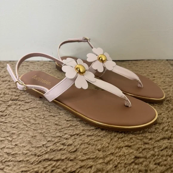 Kensie Maeve Women's Flat Sandals with Floral Accent New Size 9.5 - Picture 2 of 6